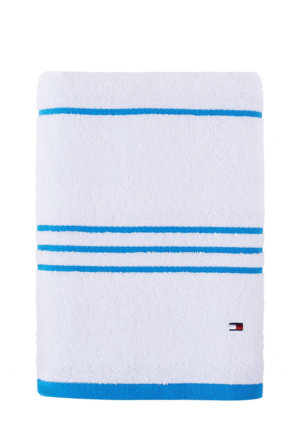 Tommy Hilfiger Modern American Stripe 30" x 54" Cotton Bath Towel - White/Blue