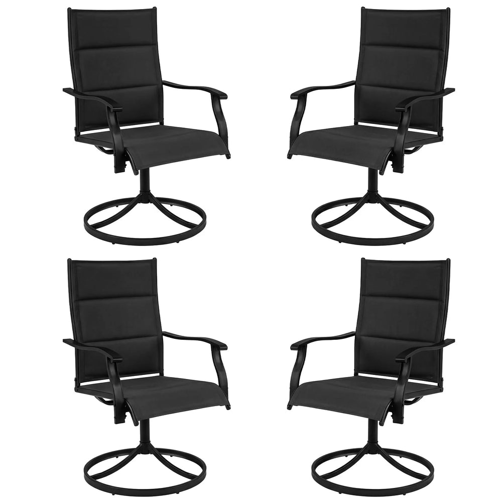 Tangkula Padded Patio Swivel Chairs Set of 4/2 Heavy Duty Metal Frame Rocker Chair