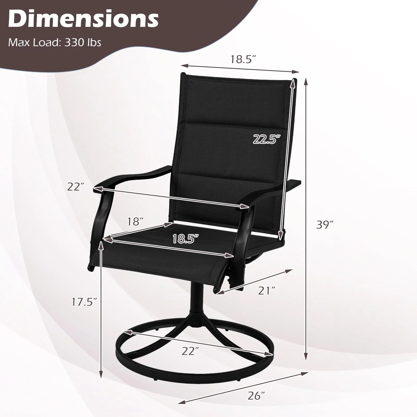 Tangkula Padded Patio Swivel Chairs Set of 4/2 Heavy Duty Metal Frame Rocker Chair