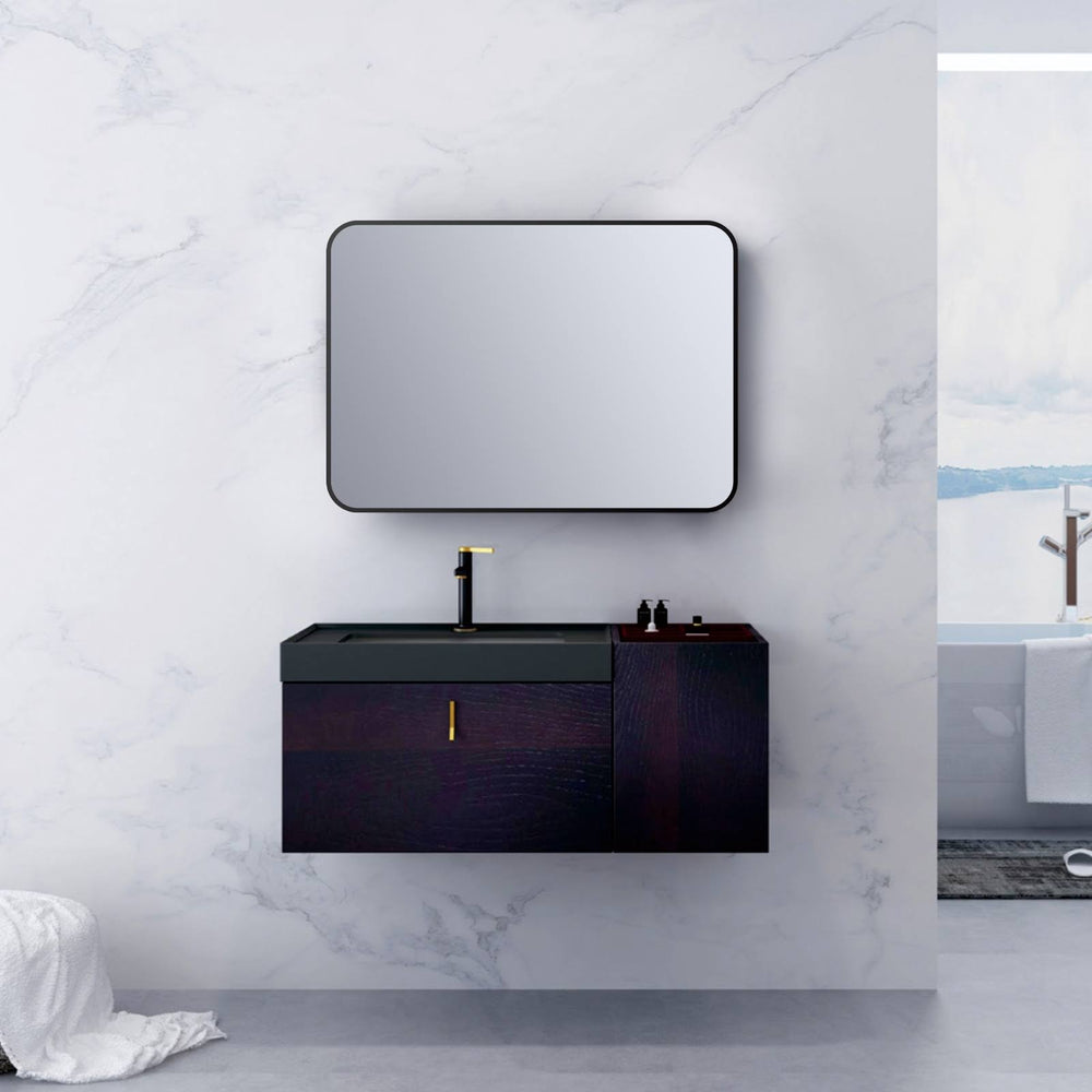 ELLO&ALLO 24 in. W x 36 in. H Rectangular Aluminum Framed Wall Mount Bathroom Vanity Mirror in Black