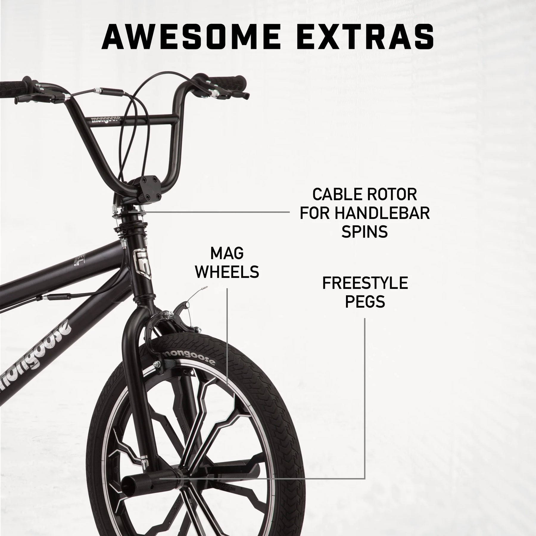 Mongoose Rebel Kids BMX Bike, 20 - In. Wheels, Children & Tweens Ages 7 - 13, Black Bicycle