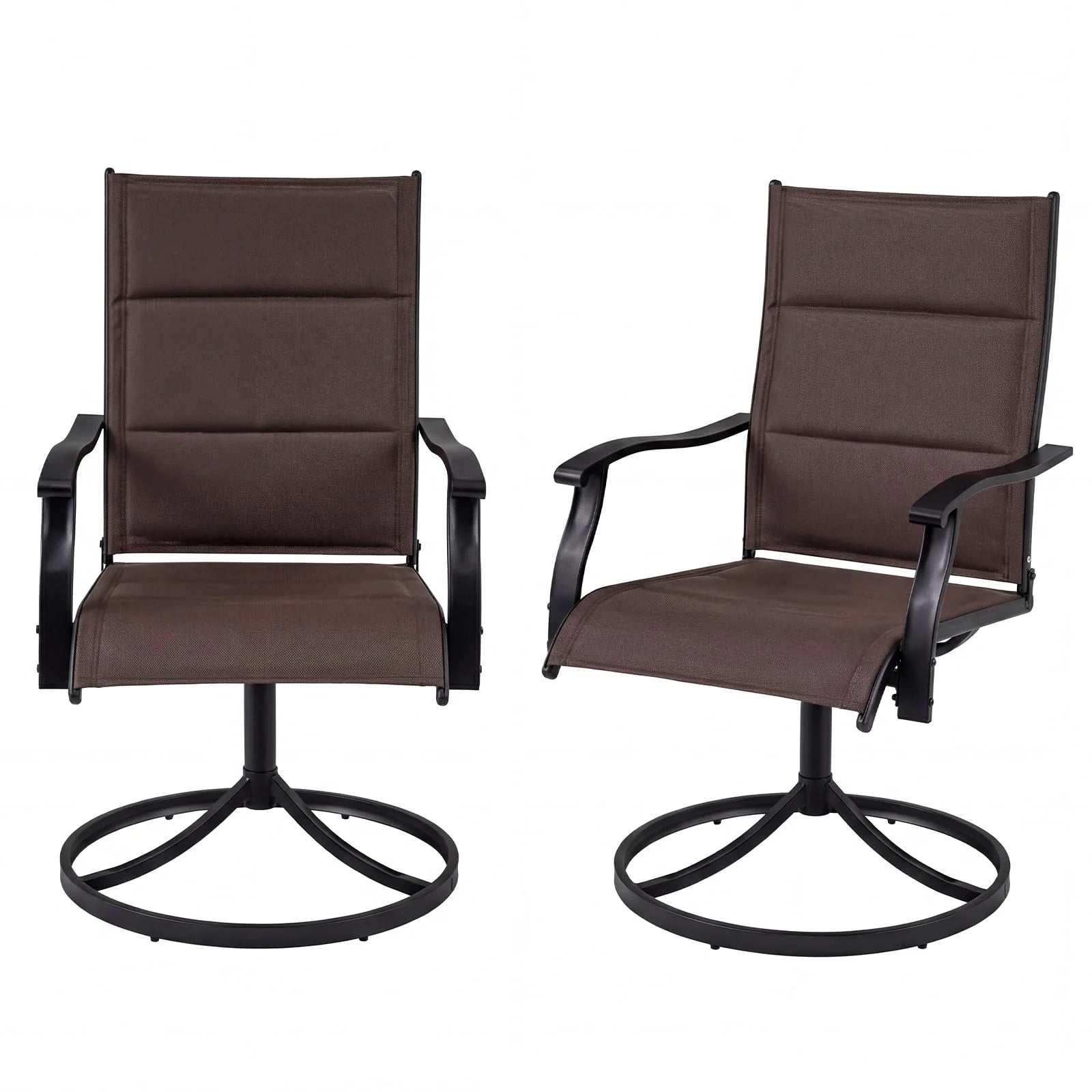 Tangkula Padded Patio Swivel Chairs Set of 4/2 Heavy Duty Metal Frame Rocker Chair