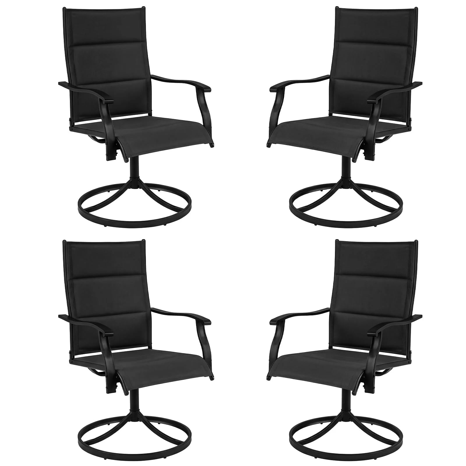 Tangkula Padded Patio Swivel Chairs Set of 4/2 Heavy Duty Metal Frame Rocker Chair