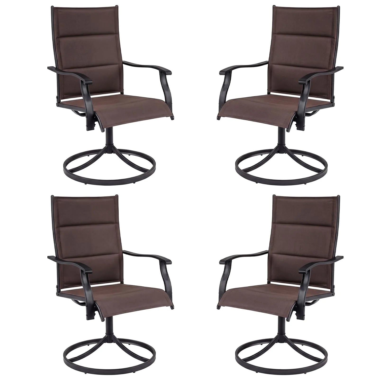 Tangkula Padded Patio Swivel Chairs Set of 4/2 Heavy Duty Metal Frame Rocker Chair